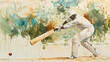 cricket spieler in acryl design gestalterisch gezeichnet