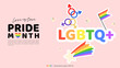 Pride month stickers set on pink background, LGBT flat style symbols with pride flags, gender signs, retro rainbow, LGBT pride community Symbols, Vector set of LGBTQ, Vector illustration EPS 10