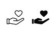 Heart in hand icons vector illustration