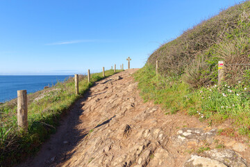 Wall Mural - Granite cross on the cliffs of Saint-Gildas-de-Rhuys city in the Rhuys peninsula