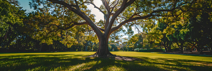 Wall Mural - POV from someone sitting under a tree at a park