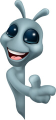 Wall Mural - Alien Grey Gray Fun Cartoon Character