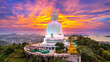 Sunrise at the Big Buddha located on the top of a mountain is a scenic spot in Phuket Province, Thailand, Asia.