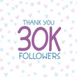 © NADEALI - Thank you  30K followers celebration banner design with pastel color hearts background