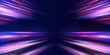 © Mirotvoric - High speed road in night time abstraction. Laser beams luminous abstract sparkling isolated on a transparent background.  Vector speed of light in space on dark background.