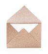 Letter envelope with card on white background