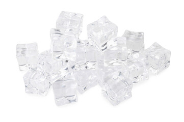 Canvas Print - Many crystal clear ice cubes isolated on white