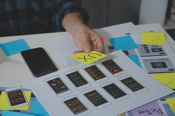 ux graphic designer creative sketch planning application process development prototype wireframe for