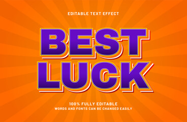 best luck editable text effect in simple and modern text style