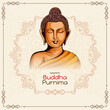 Beautiful Happy Buddha Purnima Indian festival greeting card
