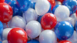 A festive array of red, white, and blue balloons symbolizing celebration.
