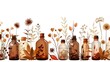 Modern flat graphic of traditional herbal homeopathic remedies isolated on white background. Concept Homeopathic Remedies, Herbal Medicine, Flat Design, Traditional Healing, Graphic Illustration