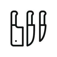 Knives set isolated icon, professional cooking knives vector symbol with editable stroke