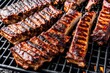 Barbecue Grilled pork ribs on the grill.