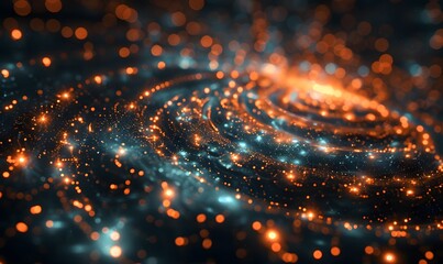Wall Mural - visualization of data streams in a data network arranged in circular lines, abstract background crea