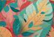 Tropical leaf pastel colour pattern. Colorful abstract contemporary seamless pattern. Hand drawn unique print