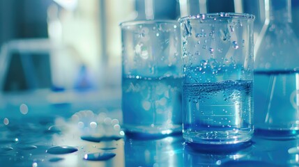 Canvas Print - A close up of a glass of water on a table. Perfect for hydration and refreshment concepts