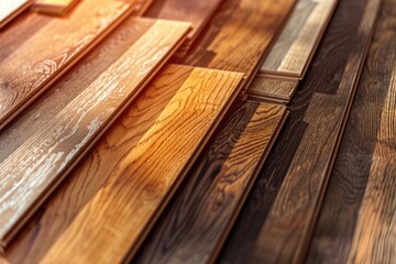 Wall Mural - A bunch of wood planks stacked on top of each other. Suitable for construction or DIY projects