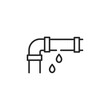 Leaking pipe icon representing plumbing issues and the importance of water conservation and maintenance. Depicts a pipe with water droplets, indicating the need for repair. Vector illustration 