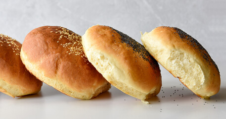 Wall Mural - buns with sesame and poppy seeds