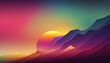 A colorful mountain range with a sun in the sky