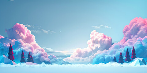 Wall Mural - Beautiful sky, Anime blue white clouds skies background, video game graphics, retro vintage cloud,  generated ai	
