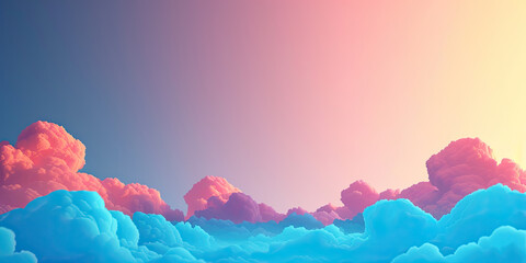 Wall Mural - Beautiful sky, Anime blue white clouds skies background, video game graphics, retro vintage cloud,  generated ai	
