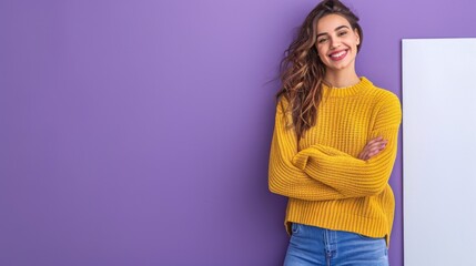 Sticker - Woman in Yellow Sweater Smiling