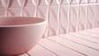 A light pink ceramic bowl stands in a pink room. AI Generated