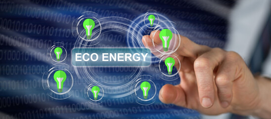 Poster - Man touching an eco energy concept