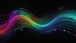 Electric neon waves, bright colored lines, illuminated abstract modern digital art background, sound, music