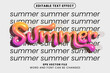 3d inflated chrome colorful summer text effect. Glossy holographic inflated text style