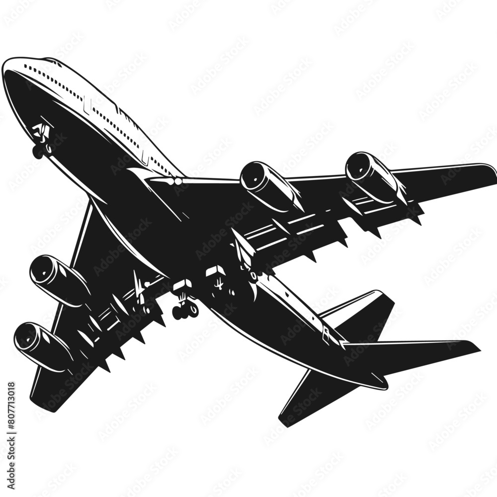 Airplane vector silhouette isolated on white background Stock Vector ...