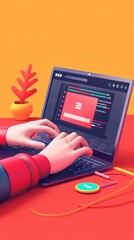Web developer coding on a laptop