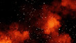 Realistic isolated fire effect particles embers on background . Smoke fog misty texture overlays.