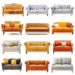 Poster - Collection of sofas icons PNG transparent background