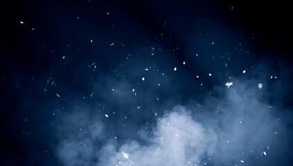 Sticker - Realistic isolated blue fire effect particles embers on background . Smoke fog misty texture overlays.