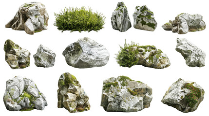 Wall Mural - Different rocks PNG transparent background