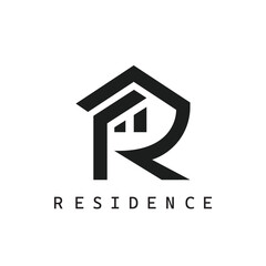 Wall Mural - R letter house icon of residence  vector concept design template