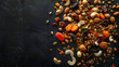 © john - an exotic dry fruits mix, blank dark background,