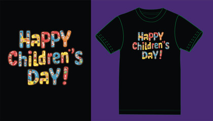 Wall Mural - Happy children day t shirt design.