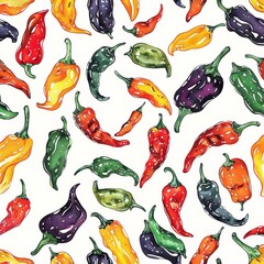 Canvas Print - Hot chili peppers pattern, AI generated