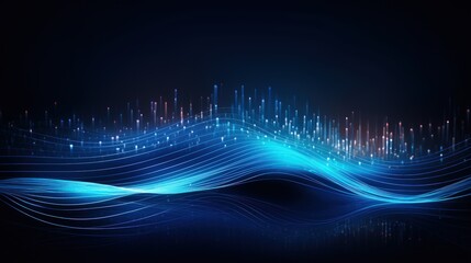 Wall Mural - a blue wave with red and orange lines