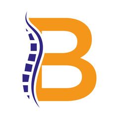 Wall Mural - Letter B Backbone Logo Concept For Healthcare Symbol. Back Pain Sign
