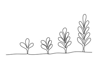 Wall Mural - Plant grows. One line drawing vector illustration.