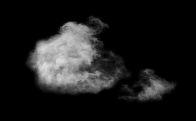 Wall Mural - White Clouds Surface on Black Background, isolated abstract soft group cloud computing of fluffy Smoke, Steam, Fog or Haze,Wide horizontal illustration of nature elements for landscape design