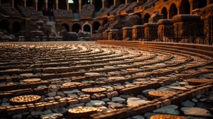 Canvas Print - Roman coliseum's intricate mosaic floors displaying timeless patterns and designs