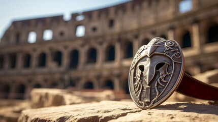 Wall Mural - Gladiator's cherished charm symbolizing protection and fortune in the Roman coliseum