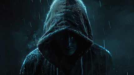 Be aware of hacker attack, anonymous hacker, an enigmatic individual behind a computer screen, conducting cyber activities, cybersecurity concept