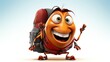 A cartoon cockroach with a backpack, ready for adventure, isolated on a white background